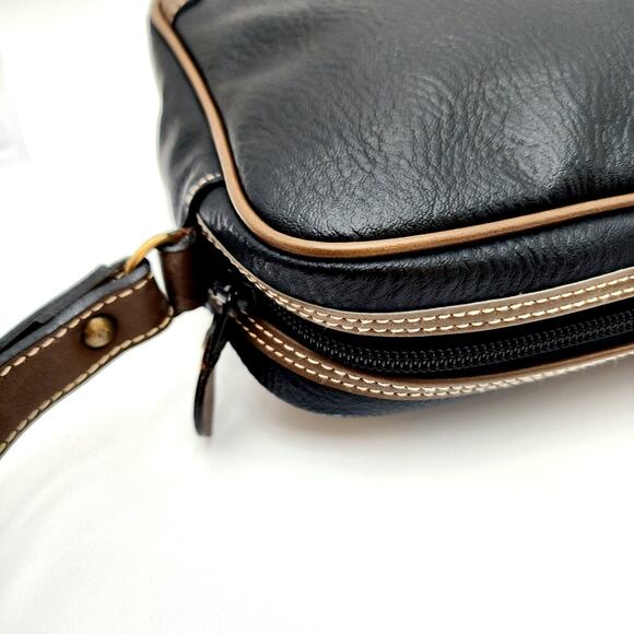 VINTAGE BALENCIAGA BLACK AND BROWN LEATHER TOILETRY BAG - Picture 15 of 16